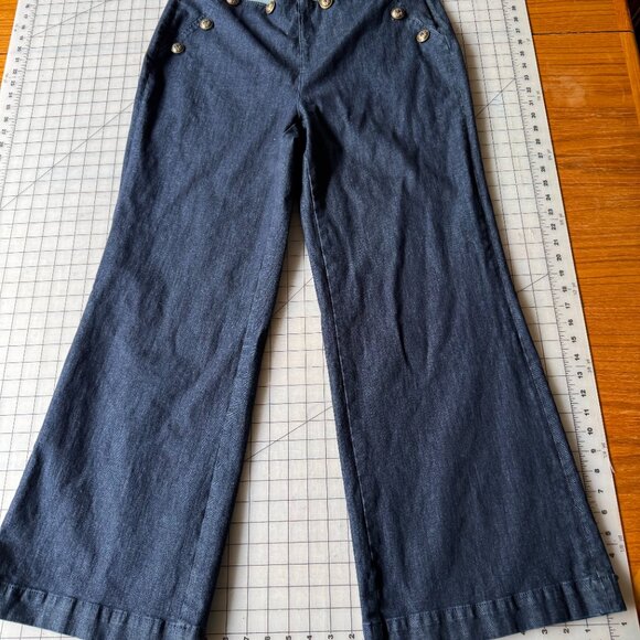 G.I.L.I. Nautical Wide Leg Mid Rise Denim Trousers US Size 18W, UK 22 - Picture 5 of 9